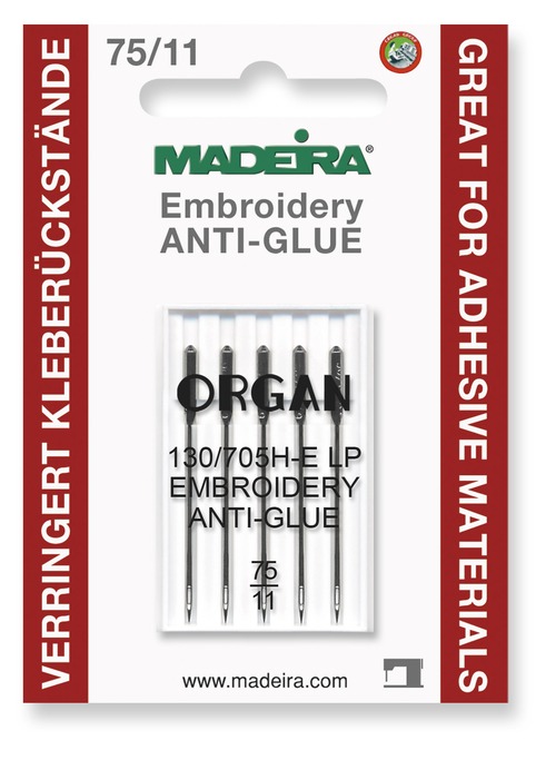 csm_9456_Maschinennadeln_Anti_Glue_NEW_einfacherUntergrund_0869e937fc 130/705 H-E 75 Madeira Pretlīmes izšūšanas adatas - Image 1
